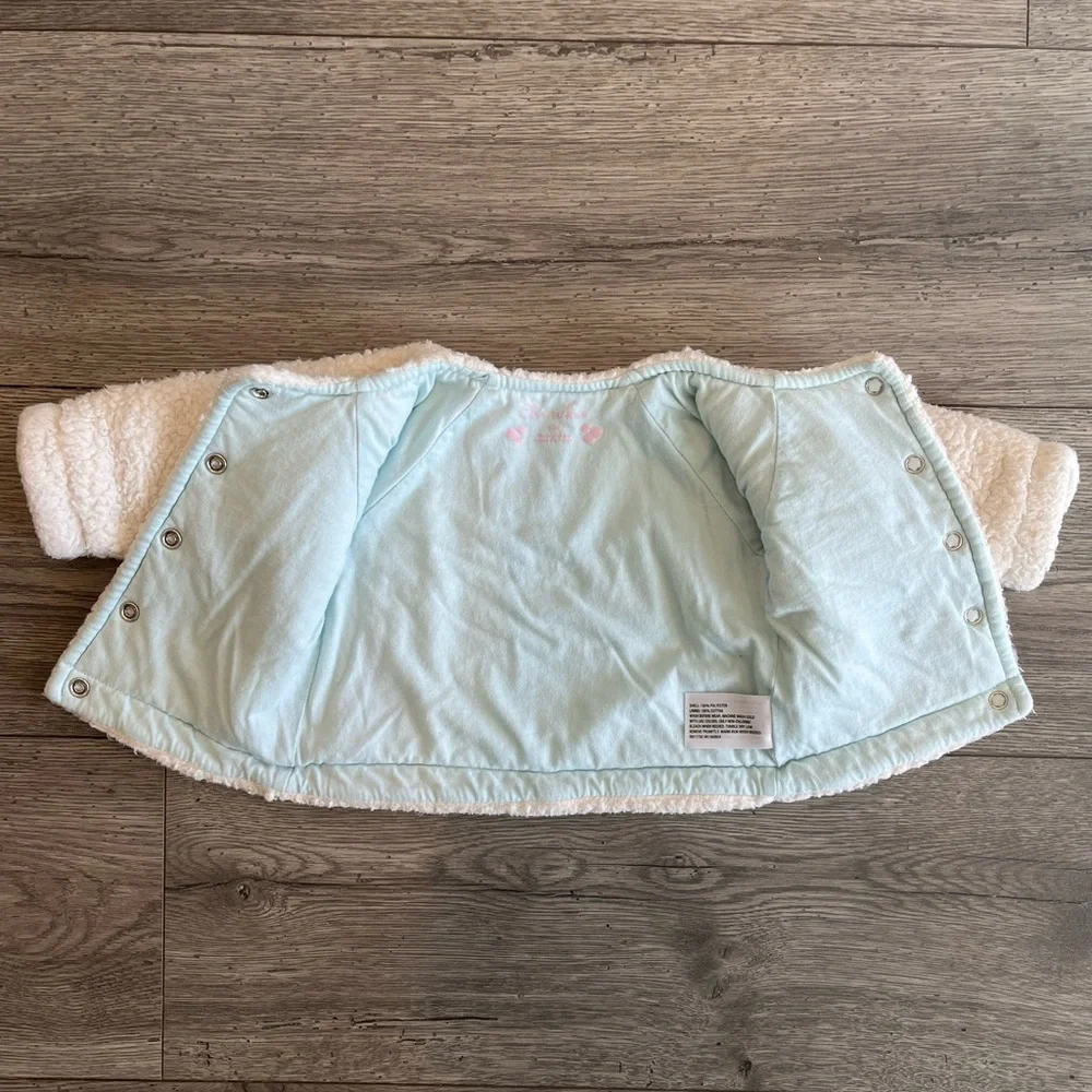 Baby Girl Cherokee Sherpa Snap Coat White Turquoise Blue Size 6 Months